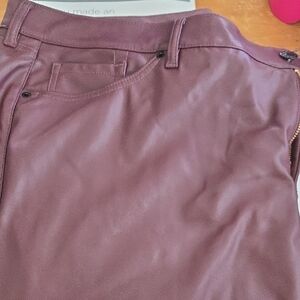 Women’s Faux Leather Burgundy Trousers